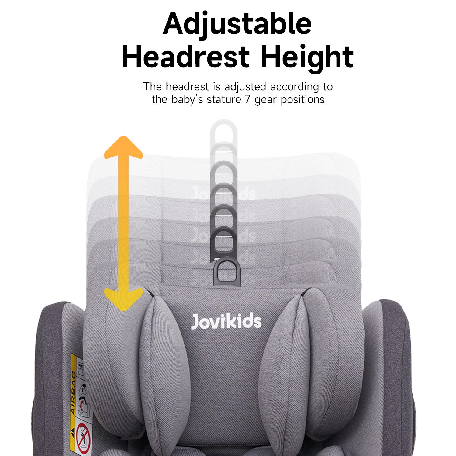 Siège auto pour bébé Jovikids Angela avec Isofix 360° 0/1/2/3, 0-12 ans - Gris Rayé