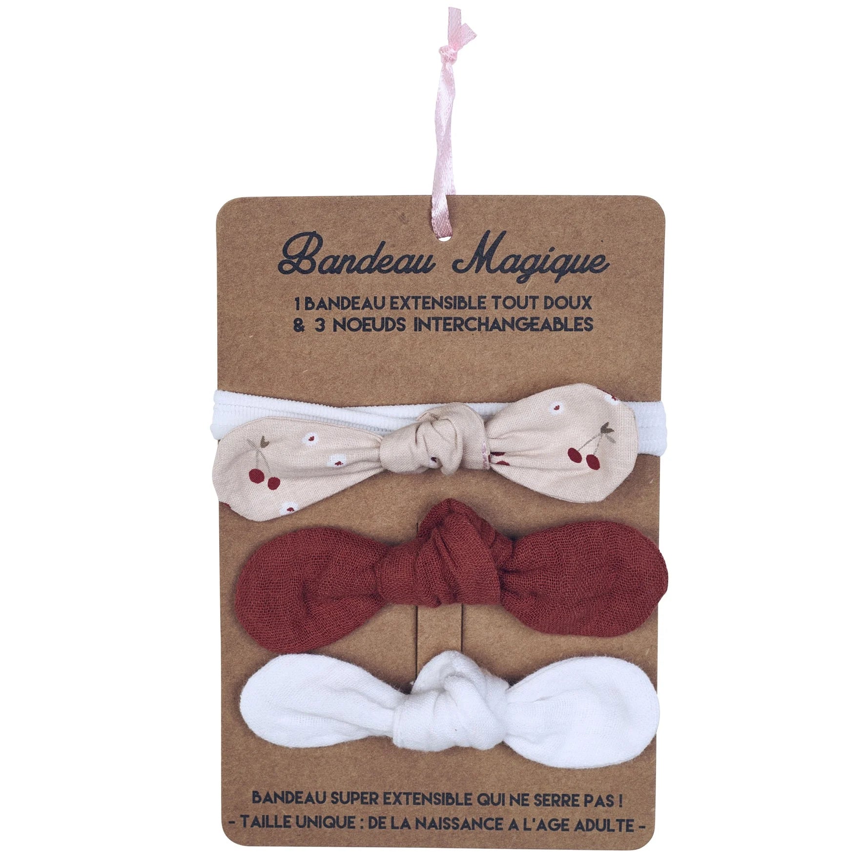Bandeau magique (1 bandeau extensible + 3 nœuds) – assortiment printanier