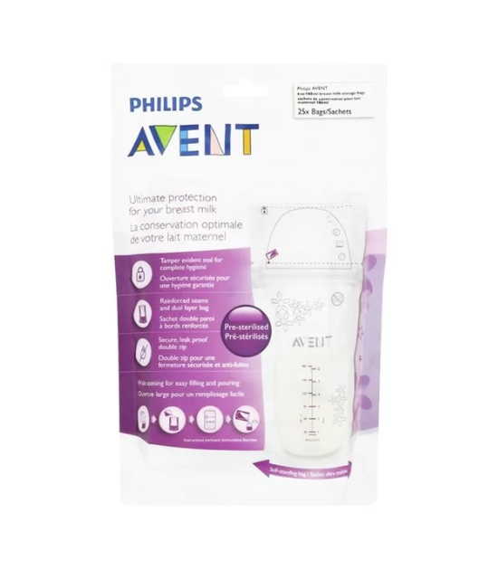 Avent scf603 25 sachets de conservation pour le lait maternel 180 ml x25