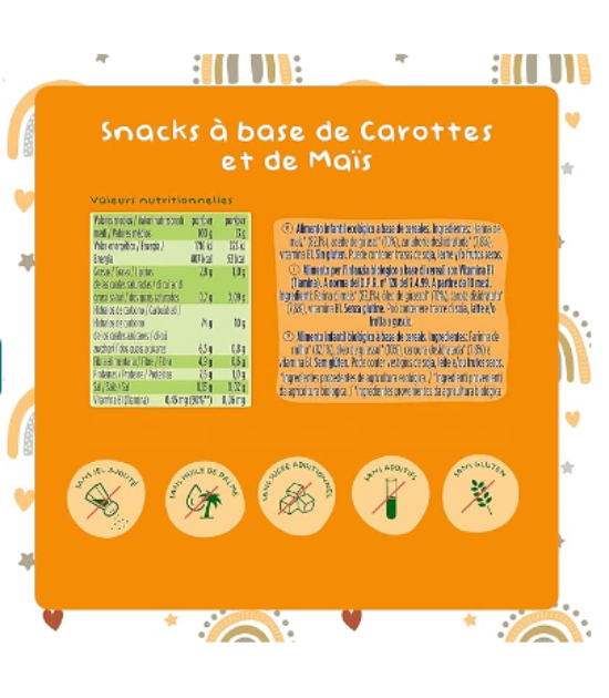Hero Solo BIO - Snack Carotte et Mais Biologiques - pour Bébés Des 10 Mois