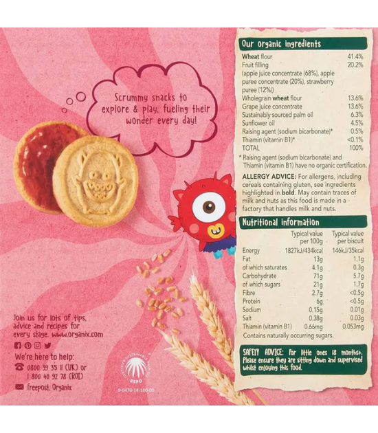 Organix Jammie Monstres Cookies Confiture 18M+