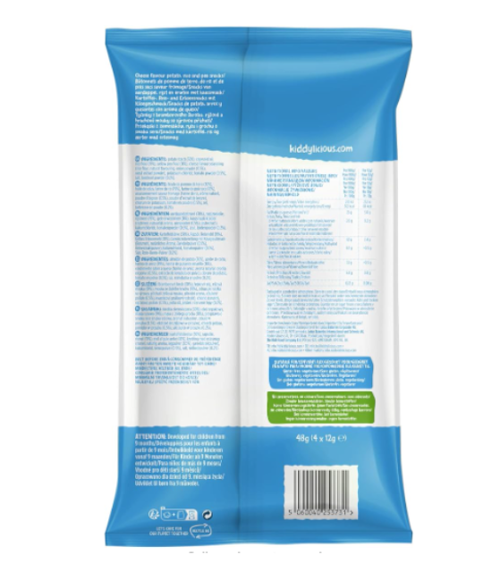 Kiddylicious Veggie Straws Saveur Fromage | Dès 9 mois | Sans Gluten