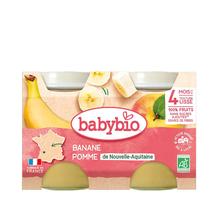 Babybio Pot pomme banane de nouvelle aquitaine 2*130gr