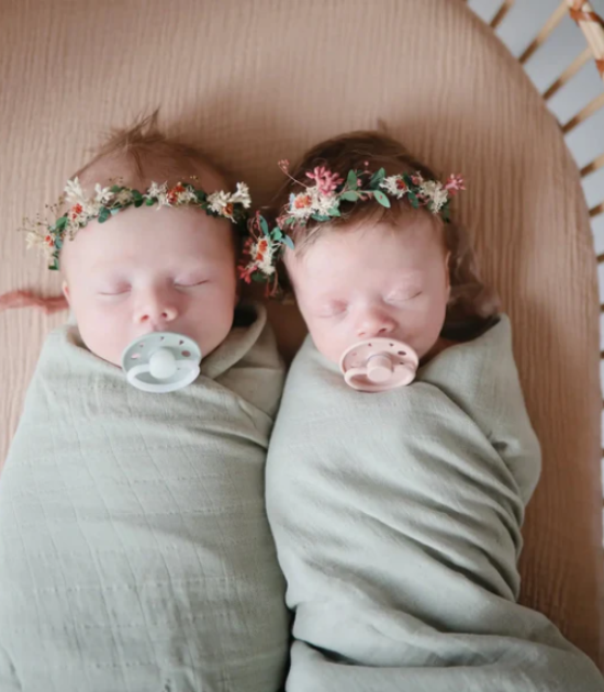 Couverture d'emmaillotage en mousseline de coton biologique - Sauge