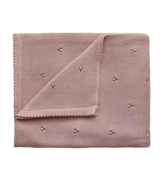Couverture tricotée pour bébé Mushie - Pointelle Blush