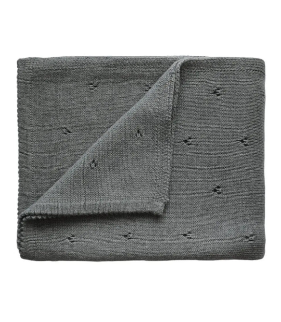 Couverture tricotée pour bébé Mushie - Pointelle Grey Melange