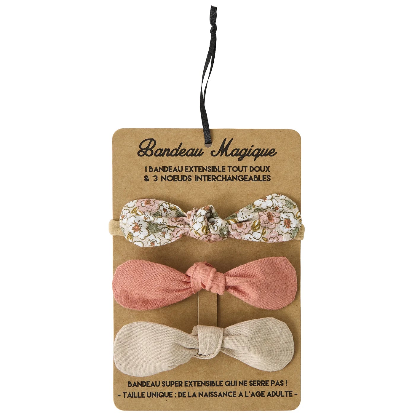 Bandeau magique (1 bandeau extensible + 3 nœuds)