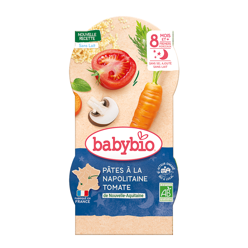 BABYBIO BONNE NUIT PÂTES À LA NAPOLITAINE 2X200G 8M+