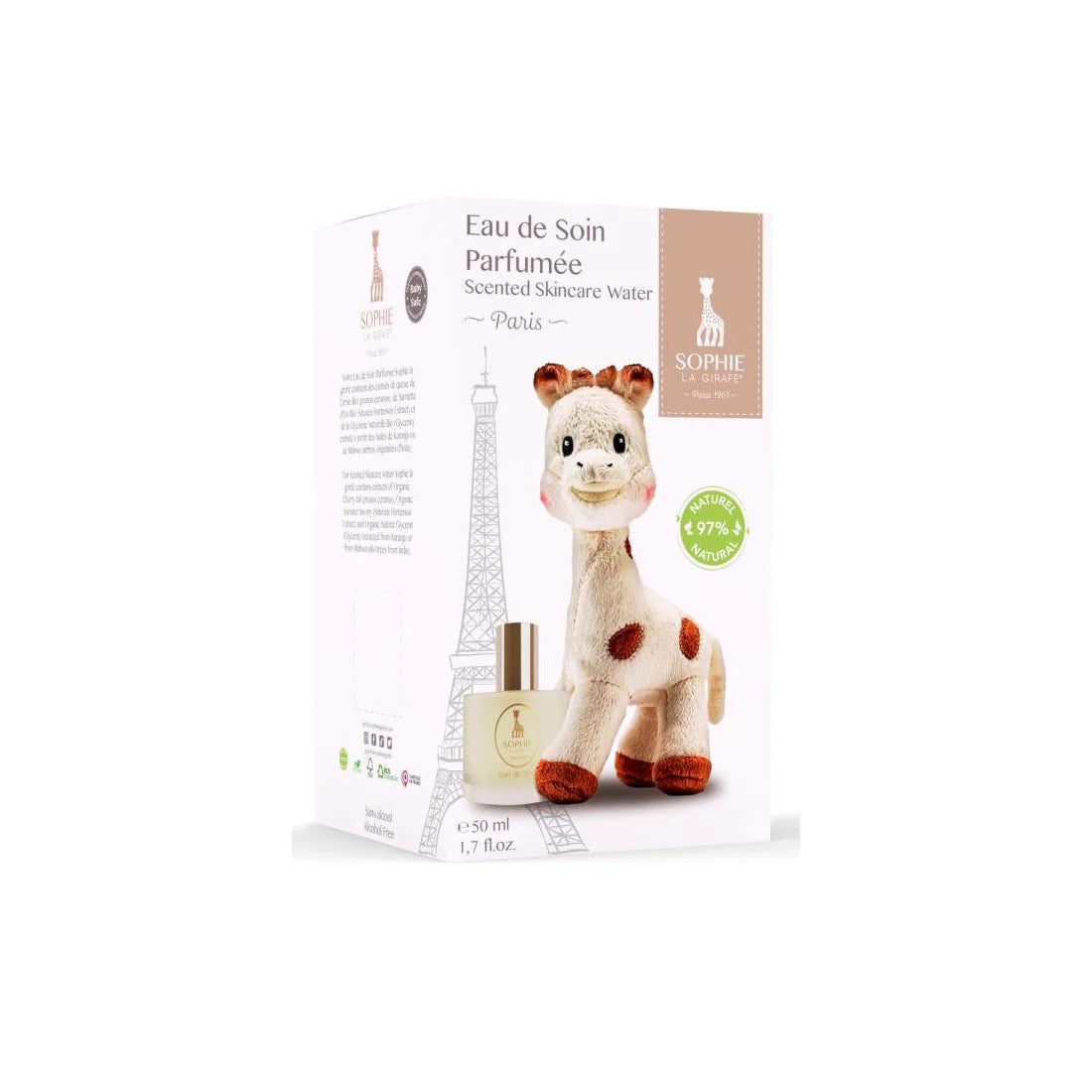 Coffret Eau de Soin 50ml + Sophie Jouet Peluche Doux 17cm 0m+