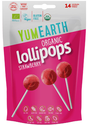 Yum Earth 14 Sucettes Fraise sans Gluten 87G