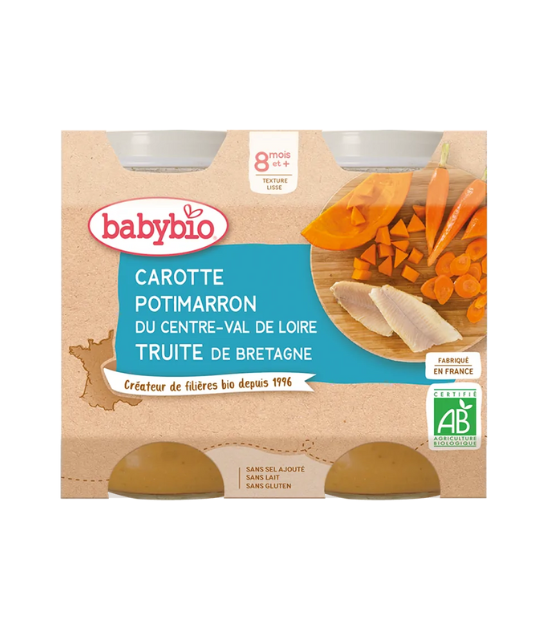 Babybio Carotte Potimarron Truite 2x200g 8m+