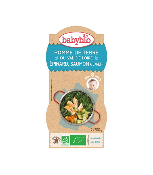 Babybio Pomme de Terre Epinard Saumon 2x220g 8m+