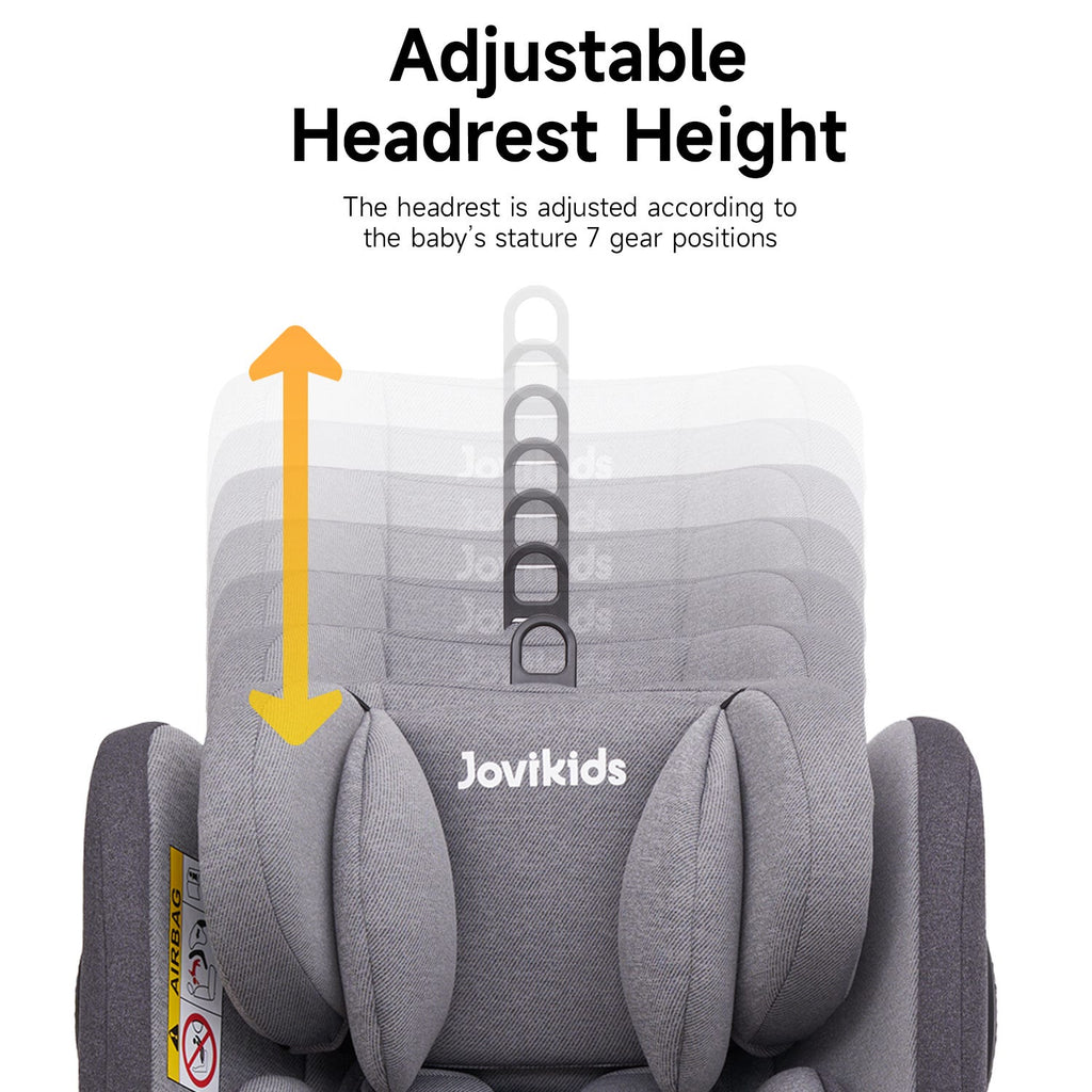 Siège auto pour bébé Jovikids Angela avec Isofix 360° 0/1/2/3, 0-12 ans - Gris