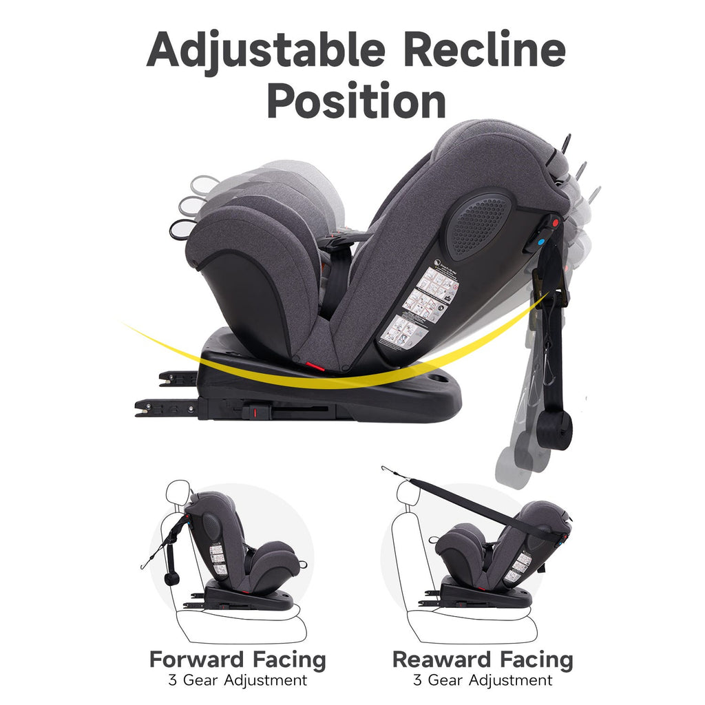 Siège auto pour bébé Jovikids Angela avec Isofix 360° 0/1/2/3, 0-12 ans - Gris