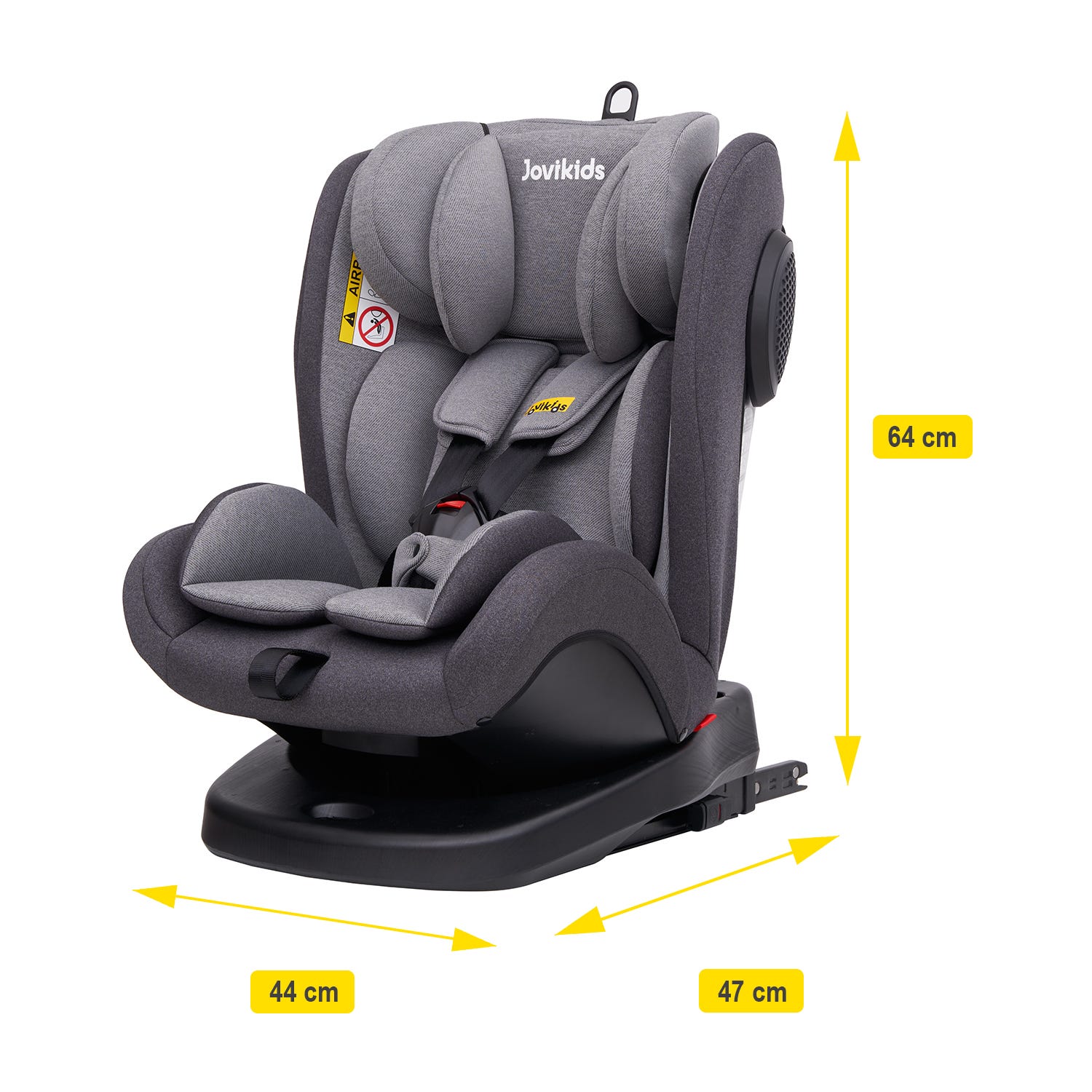 Siège auto pour bébé Jovikids Angela avec Isofix 360° 0/1/2/3, 0-12 ans - Gris
