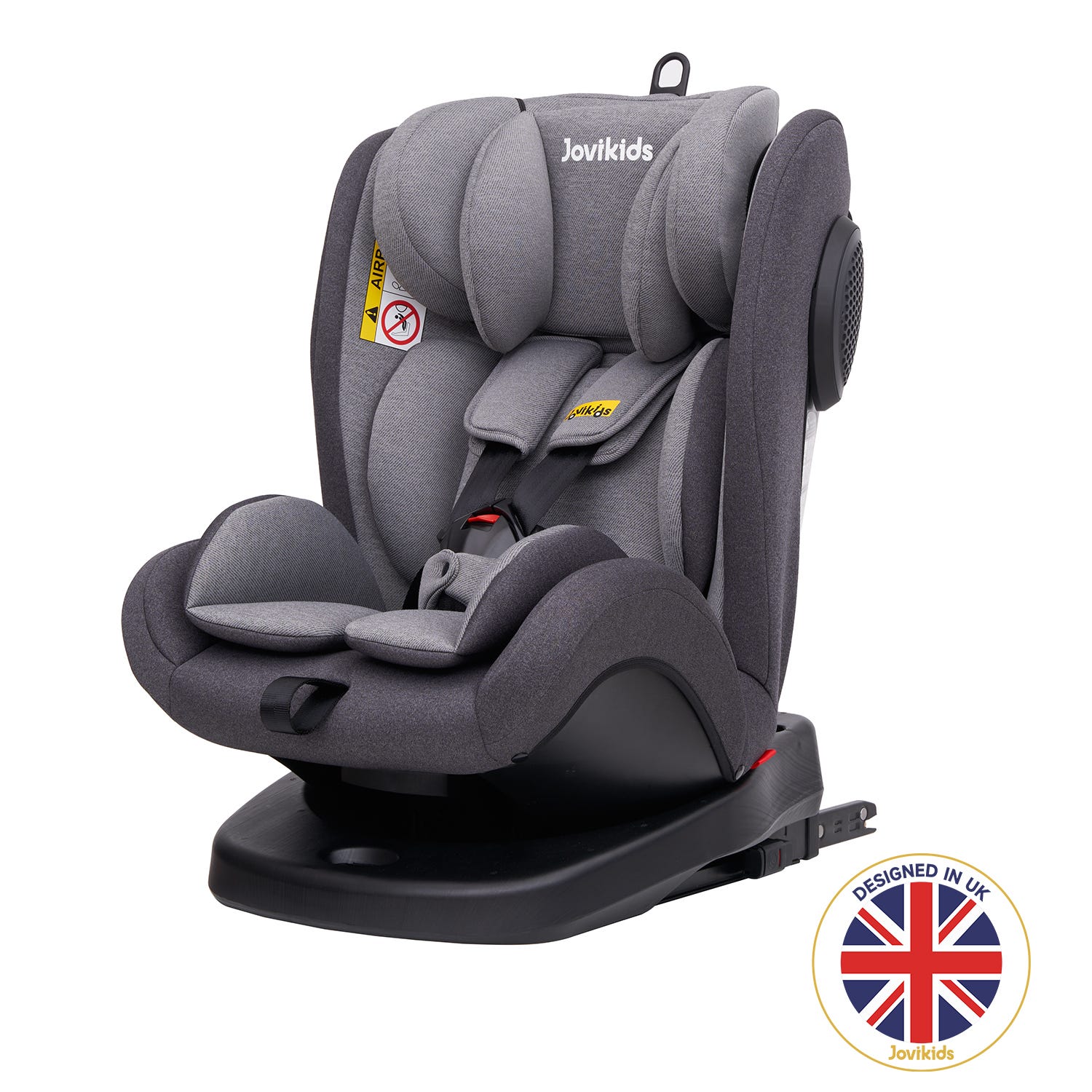 Siège auto pour bébé Jovikids Angela avec Isofix 360° 0/1/2/3, 0-12 ans - Gris Rayé