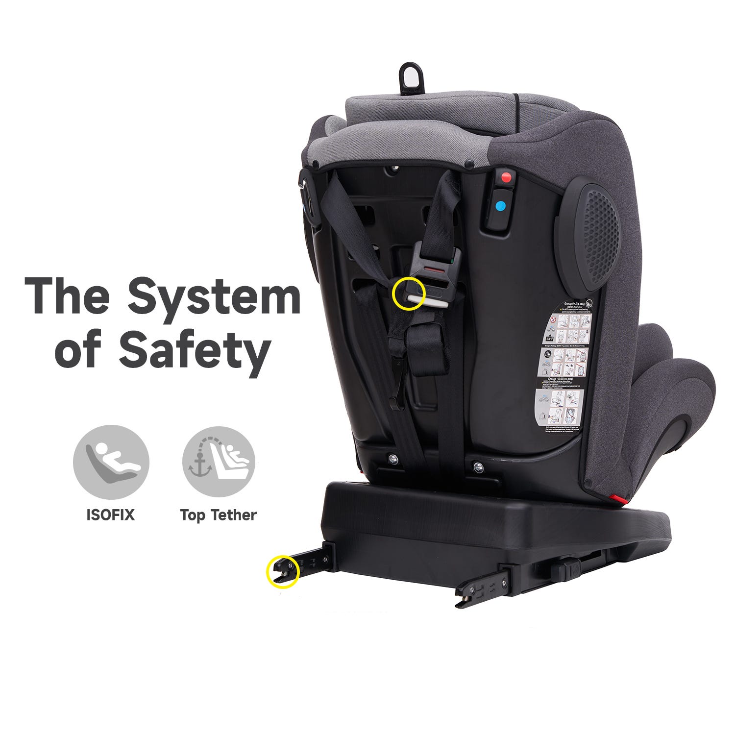 Siège auto pour bébé Jovikids Angela avec Isofix 360° 0/1/2/3, 0-12 ans - Gris Rayé