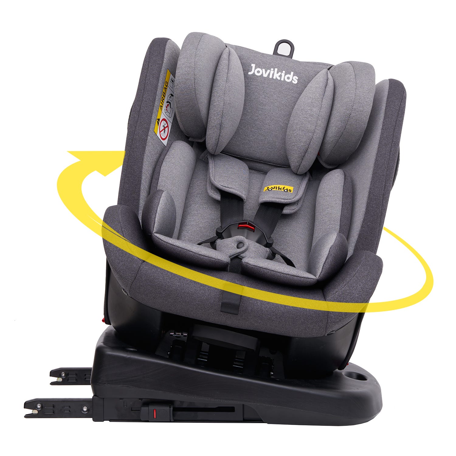 Siège auto pour bébé Jovikids Angela avec Isofix 360° 0/1/2/3, 0-12 ans - Gris Rayé
