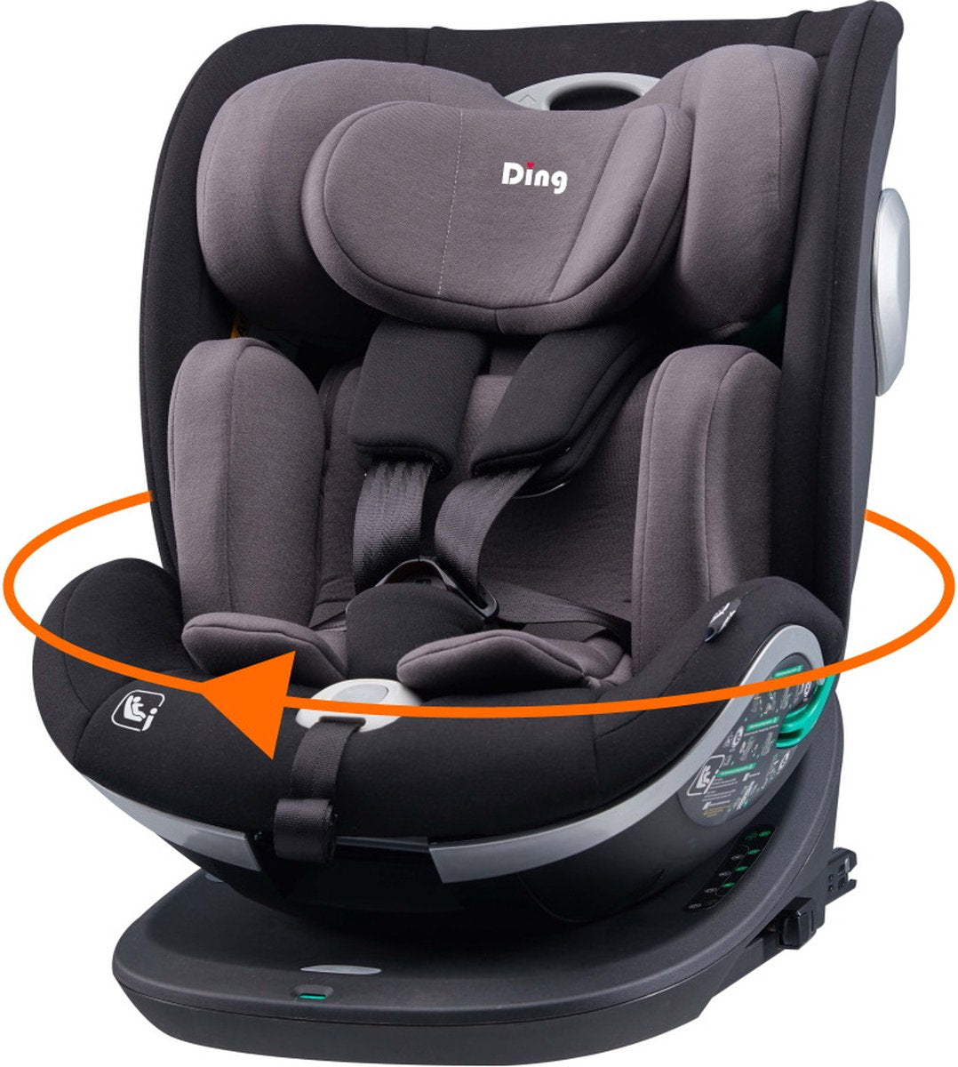 Ding Mace Noir/Gris 360° Siège Auto i-Size 0-36kg