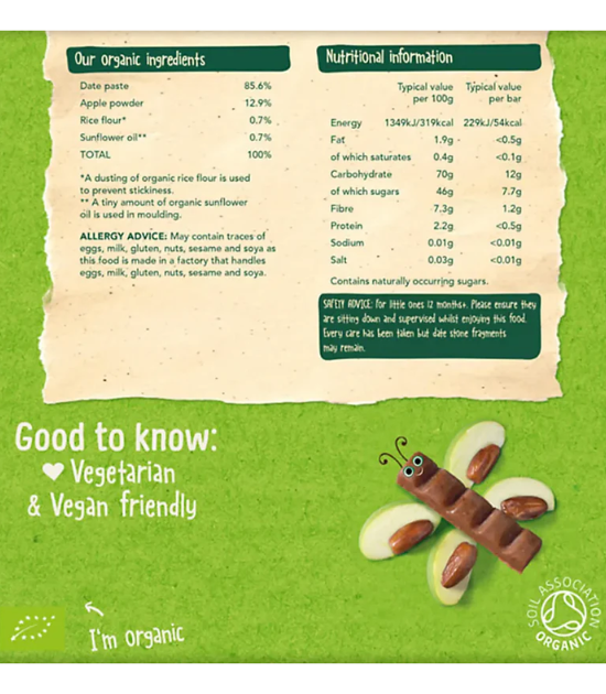 Organix Boîte Barres Epaisses Datte & Pomme 12M+