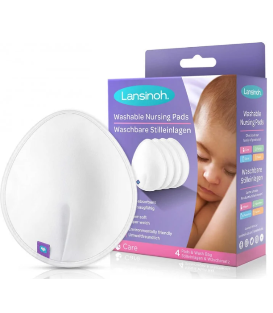 Lansinoh Coussinets d'allaitement lavables x4 blancs