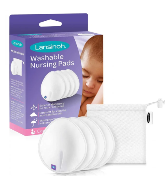 Lansinoh Coussinets d'allaitement lavables x4 blancs