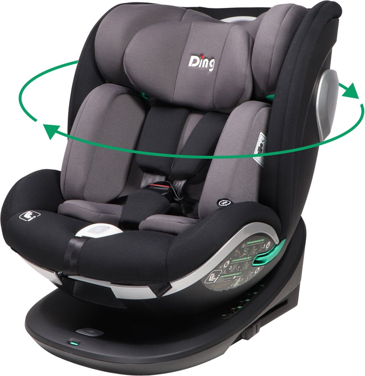 Ding Mace Noir/Gris 360° Siège Auto i-Size 0-36kg