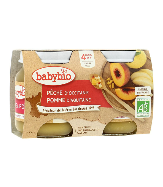 Babybio Pot pêche pomme 2*130gr