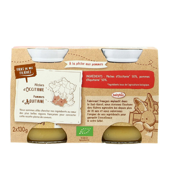 Babybio Pot pêche pomme 2*130gr