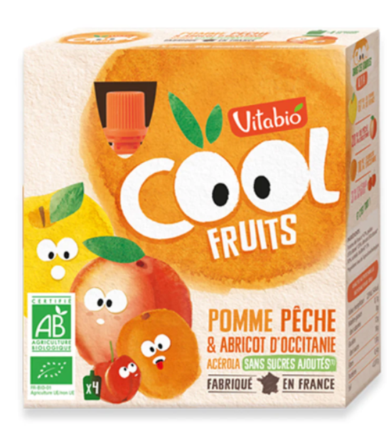 Vitabio COOL FRUITS Pomme Pêche & Abricot d'Occitanie 4x 90g