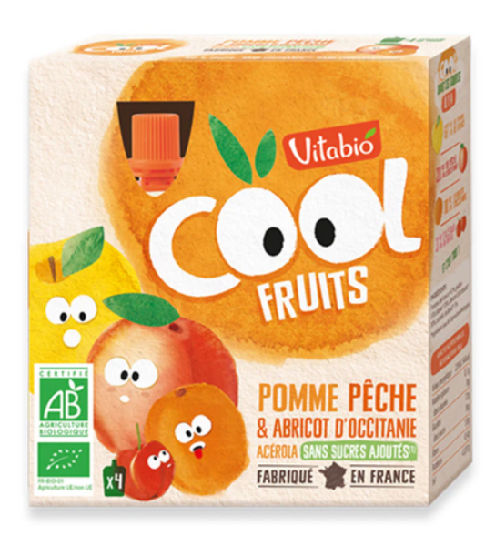 Vitabio COOL FRUITS Pomme Pêche & Abricot d'Occitanie 4x 90g