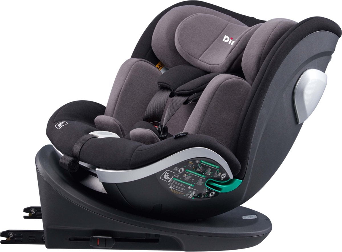 Ding Mace Noir/Gris 360° Siège Auto i-Size 0-36kg