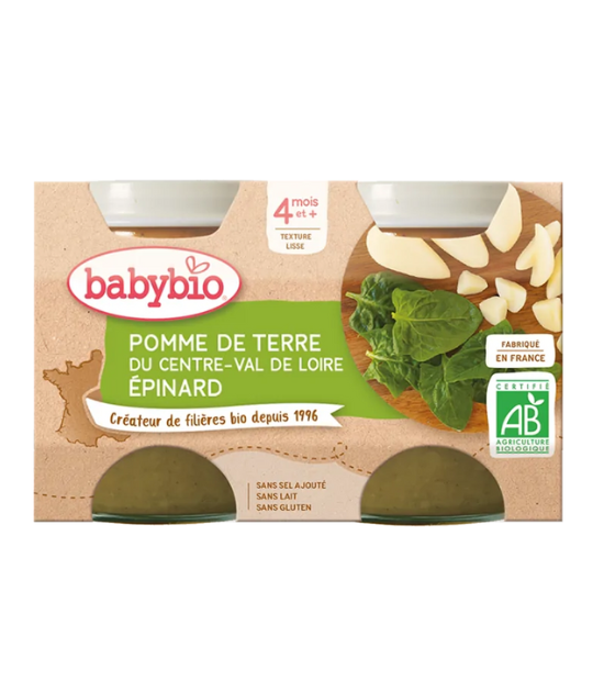 Babybio Pomme de Terre du Centre-Val de Loire Épinard 2x130g 4m+