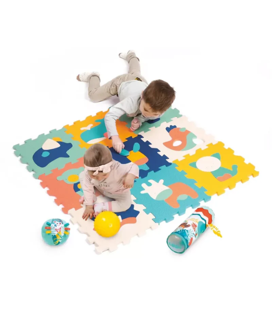 Ludi Coffret Sensoriel - Tapis Dalles Animaux avec Rouleau & Balles