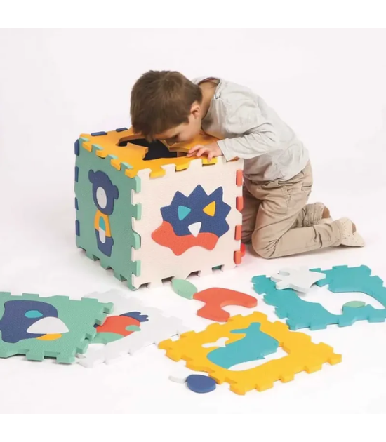 Ludi Coffret Sensoriel - Tapis Dalles Animaux avec Rouleau & Balles