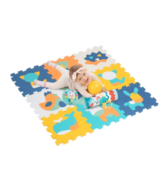 Ludi Coffret Sensoriel - Tapis Dalles Animaux avec Rouleau & Balles