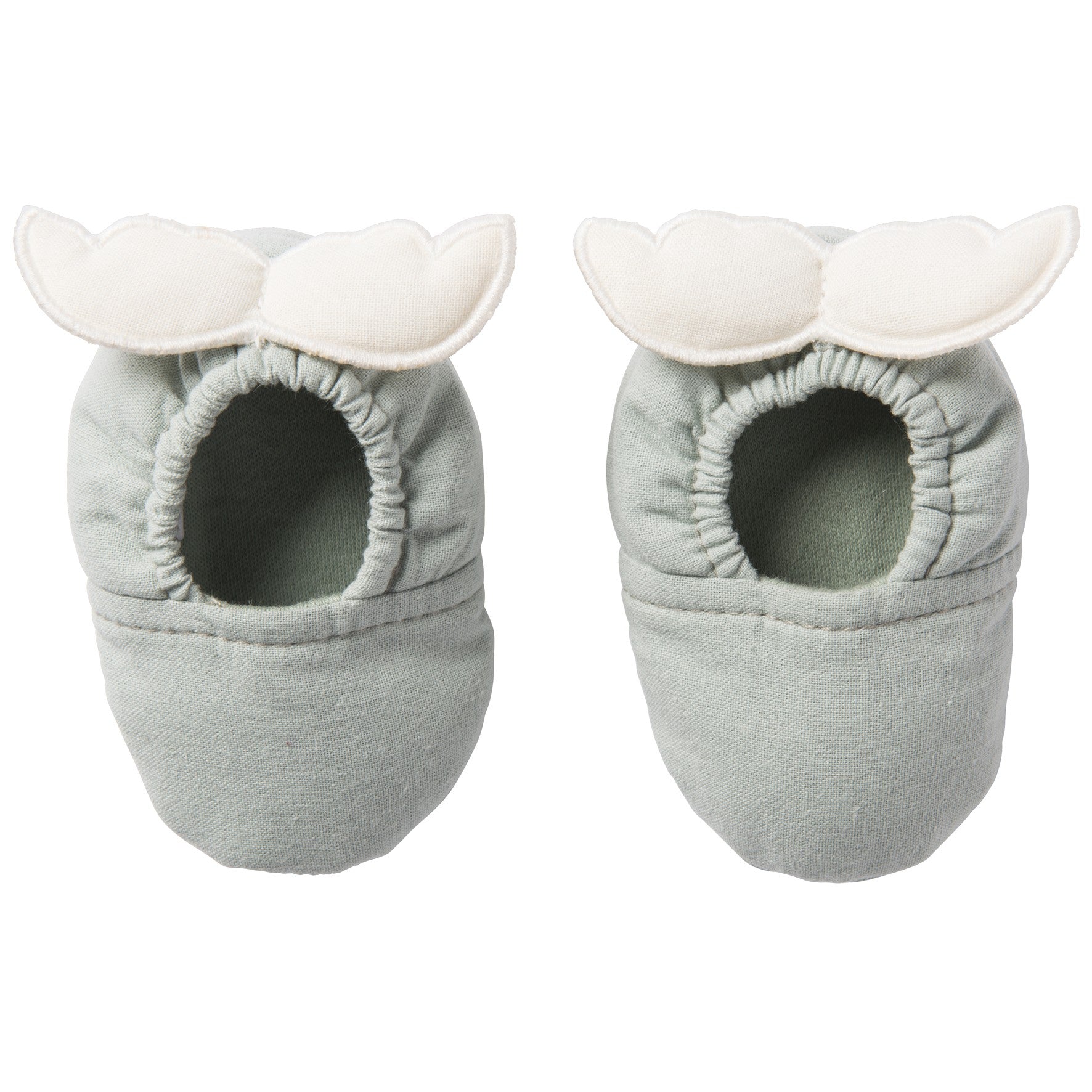 Chaussons avec ailes d’ange – vert de gris / écru