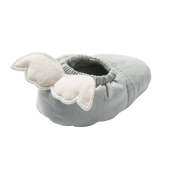 Chaussons avec ailes d’ange – vert de gris / écru
