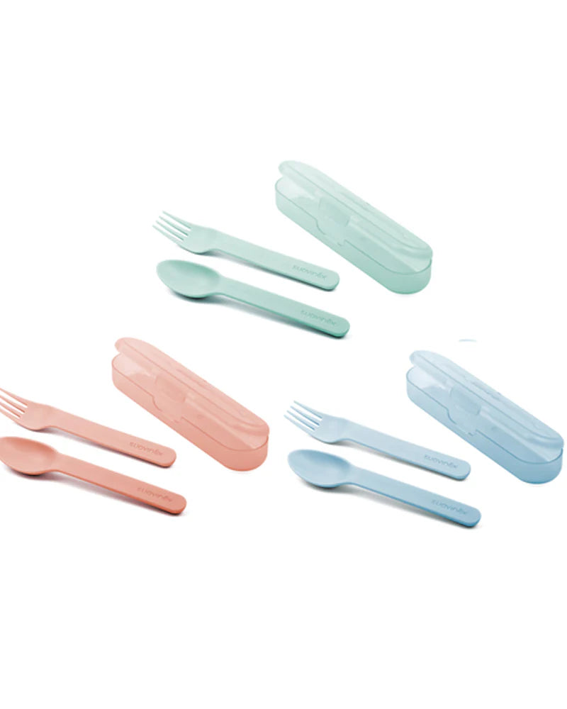 Suavinex Cuillère et Fourchette avec étui - Bleu
