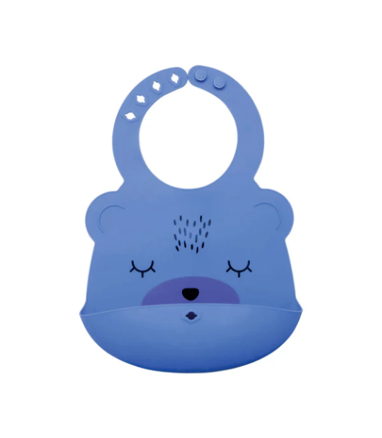 Bavoir en silicone - Ours Bleu