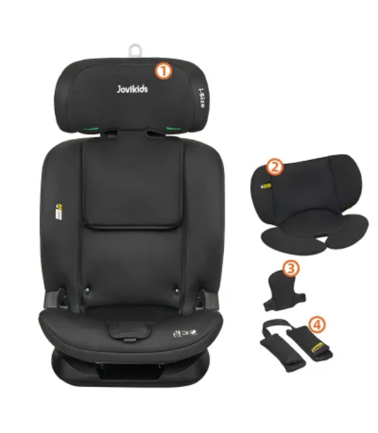 Siège Auto Groupe 1/2/3 Black Rembourre Jovikids