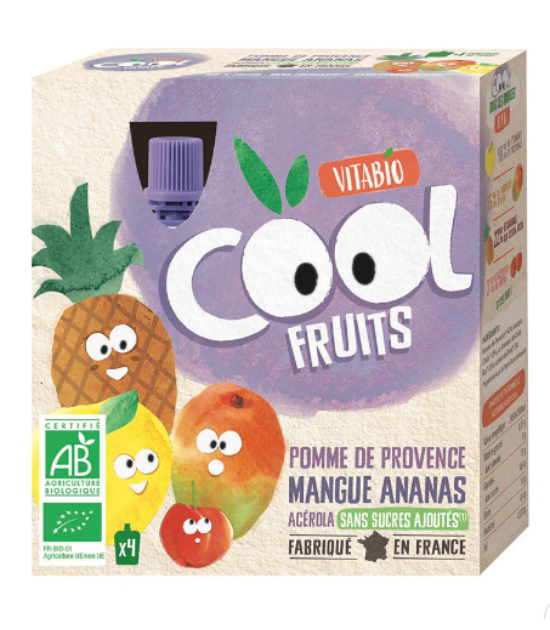 Vitabio COOL FRUITS Pomme Mangue Ananas & Acérola 4x90g