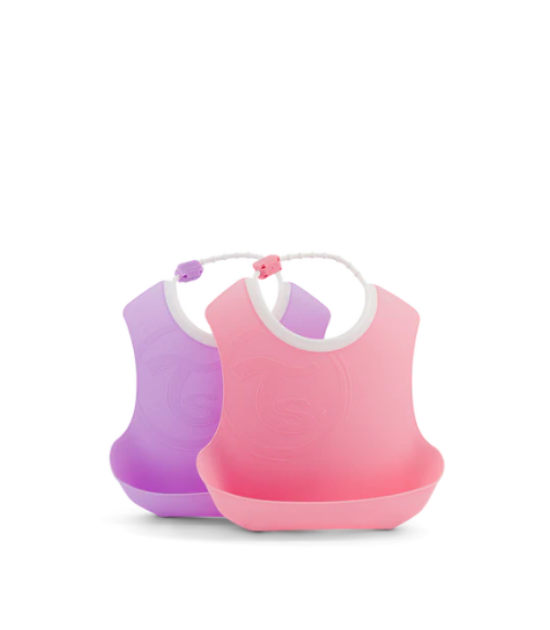 2x Bavoirs en silicone - Rose / Violet