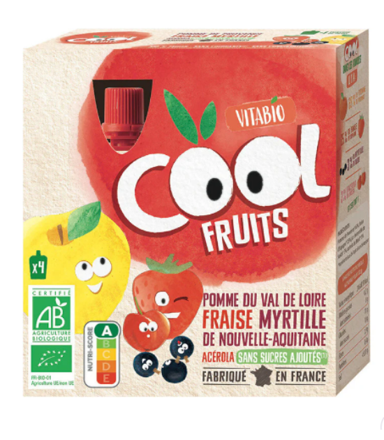 Vitabio COOL FRUITS Pomme Fraise Myrtille & Acérola 4x 90g