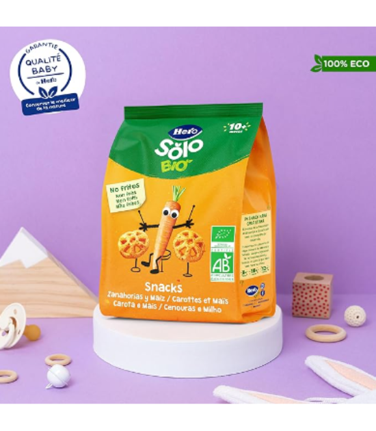 Hero Solo BIO - Snack Carotte et Mais Biologiques - pour Bébés Des 10 Mois