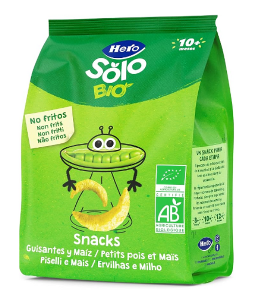 Hero Solo BIO - Snack Petit Pois Biologiques - pour Bébés Dès 10 Mois