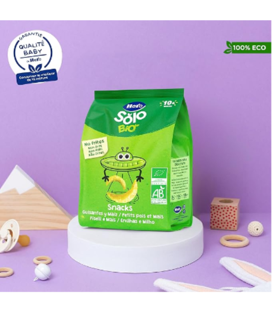 Hero Solo BIO - Snack Petit Pois Biologiques - pour Bébés Dès 10 Mois