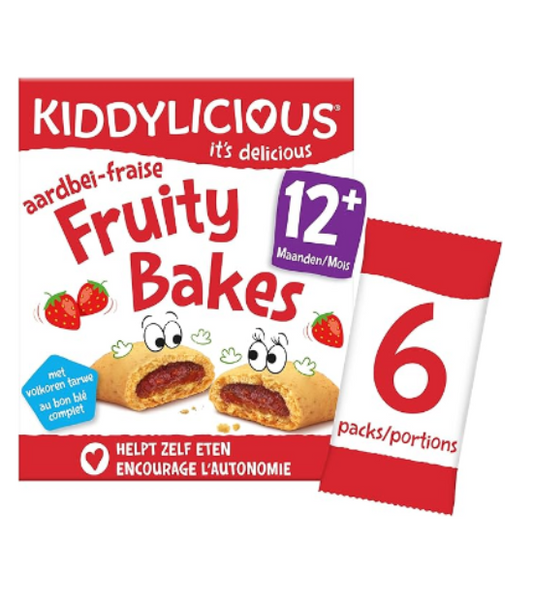 Kiddylicious Fruity Bakes Fraise | Dès 12 Mois | Fourrés à la Purée de Fruits