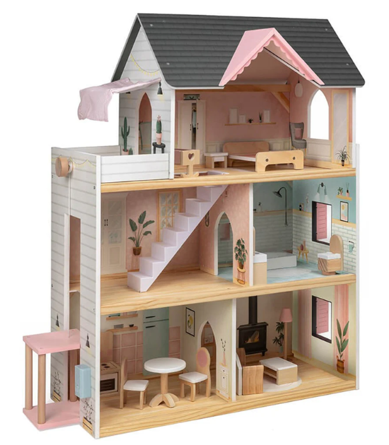 Eurekakids - Maison de poupée pastel en bois 3ans+