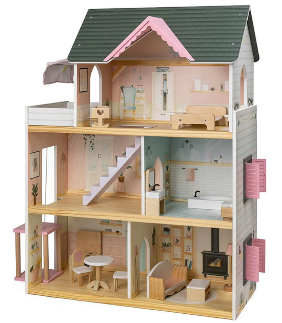 Eurekakids - Maison de poupée pastel en bois 3ans+